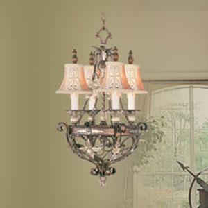 Livex Lighting 8844-64 Pomplano Chandelier in Palacial Bronze with Gilded Accents 